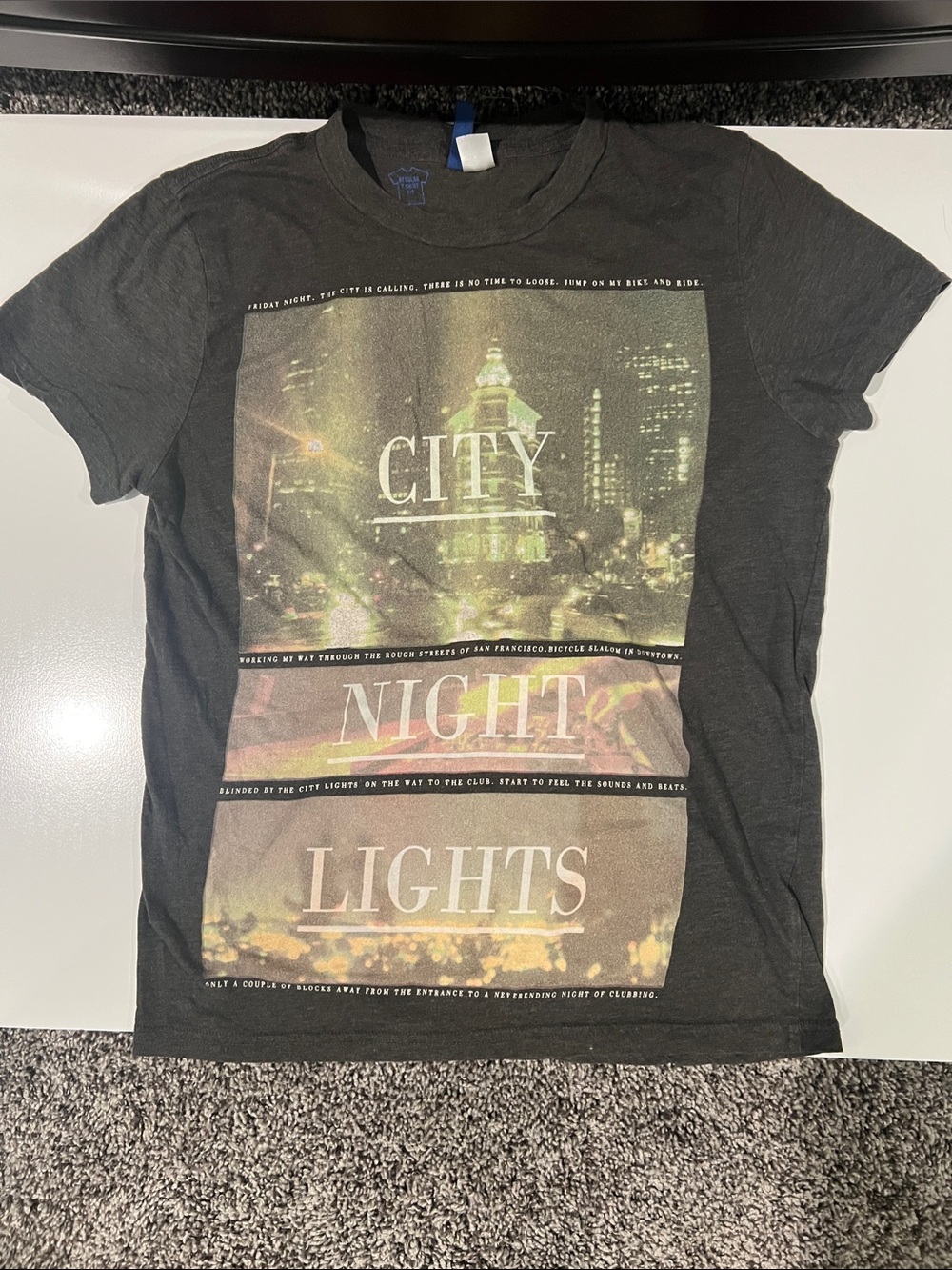 H&M Black City Night Lights Graphic Tee